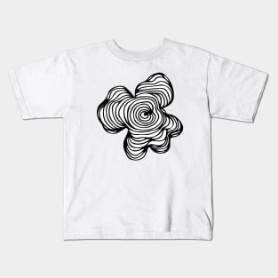 Tree Rings: Black and White Topography Contour Line Art Graphic Wood Pattern Kids T-Shirt